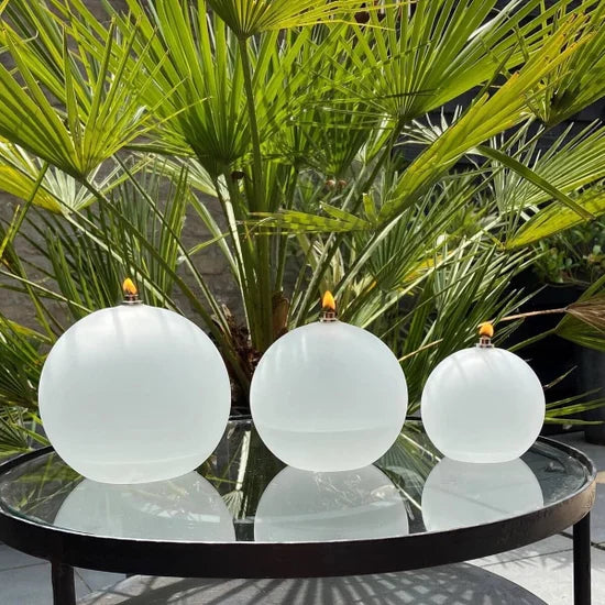 Olielamp | Rond Frosted Chrome