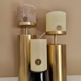Kaars | Rustic candle Taupe en Ivoor - Brynxz