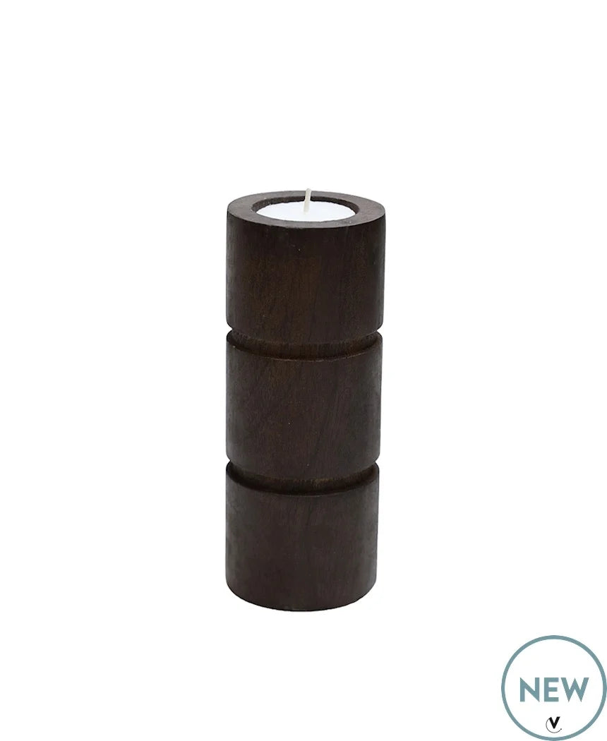 medium walnoot houten kandelaar