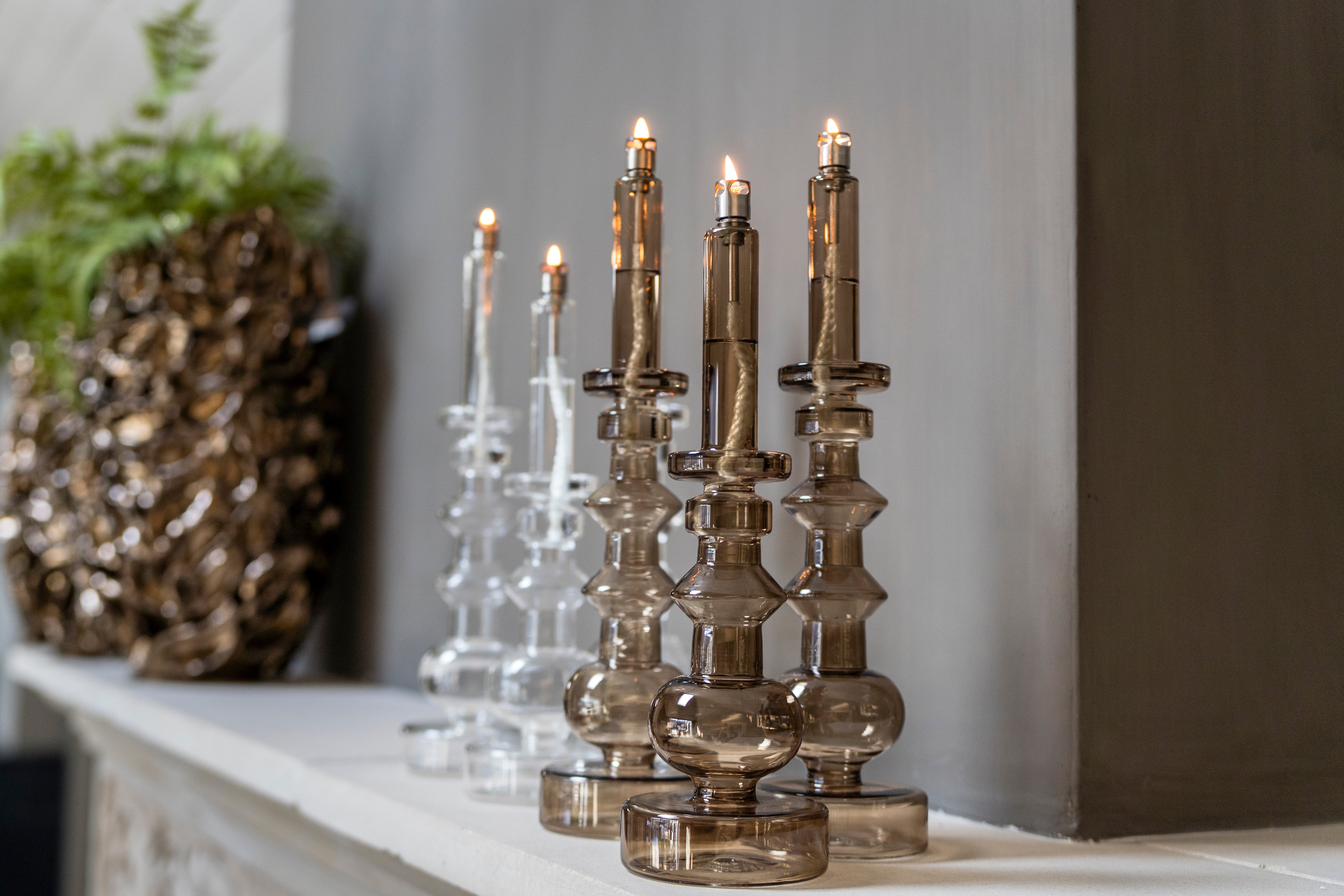 Olielamp | Kandelaar Champagne Beige