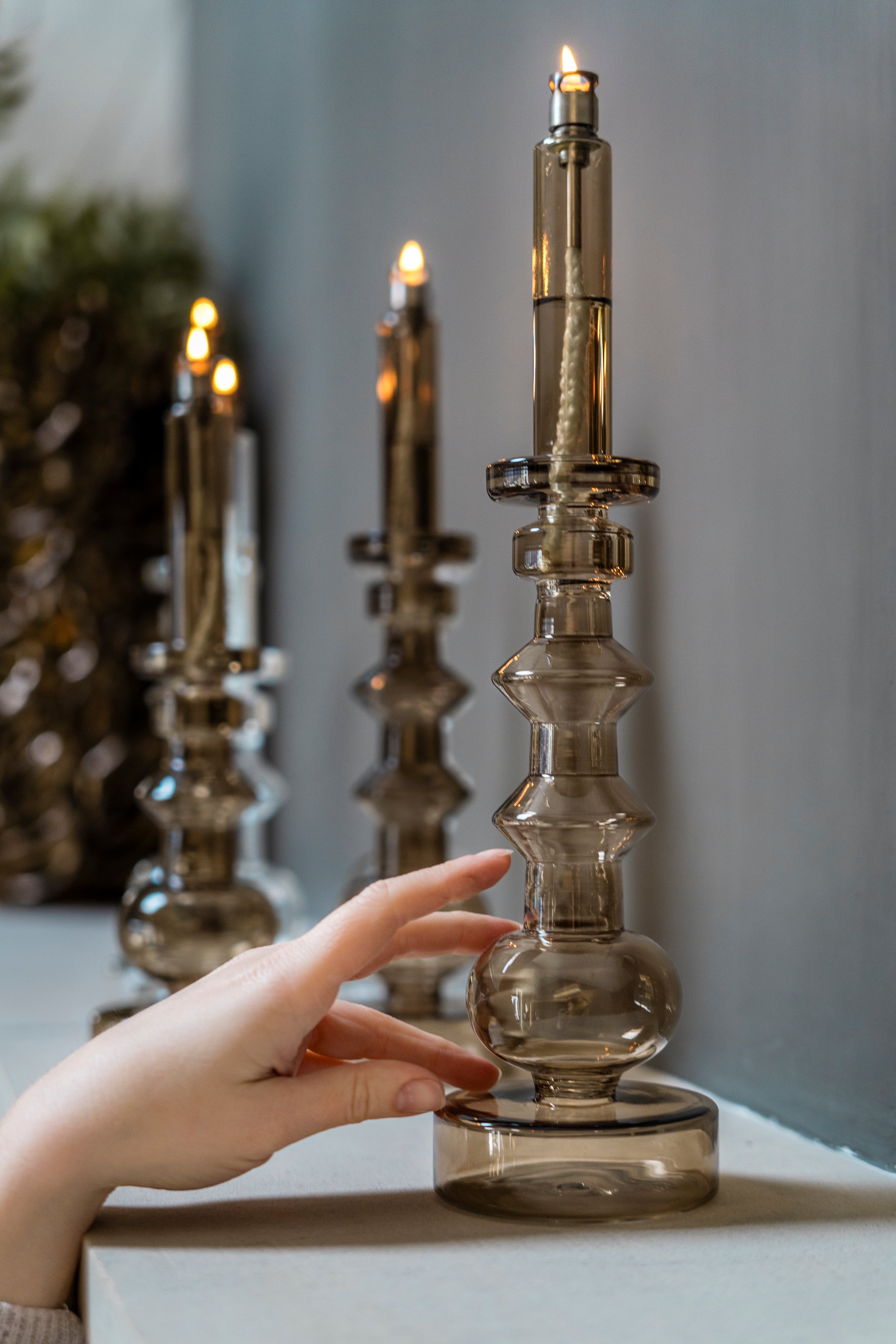 Olielamp | Kandelaar Champagne Beige