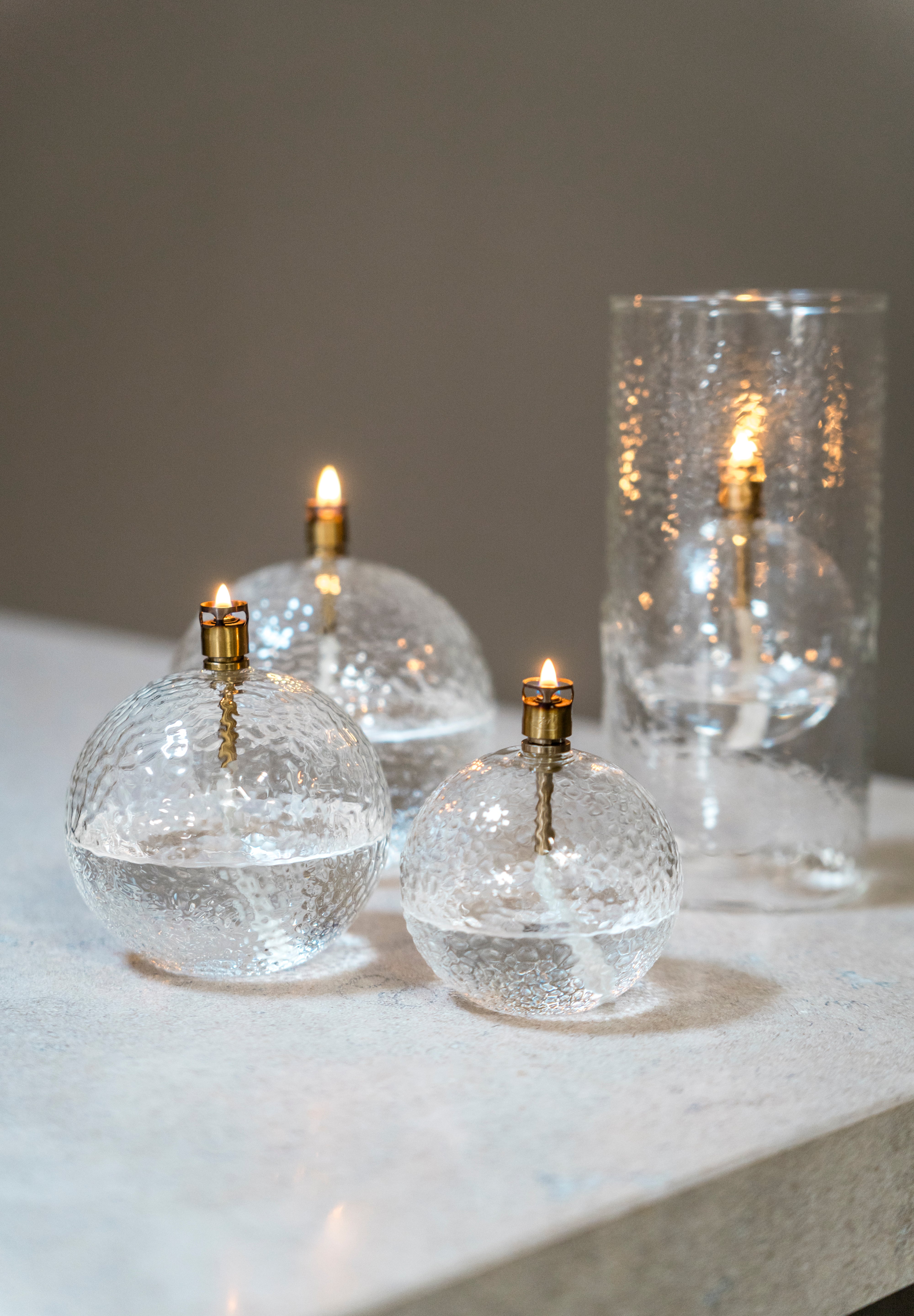 Windlicht | Olielamp in Windlicht (bolvormig gehamerd Brass) S