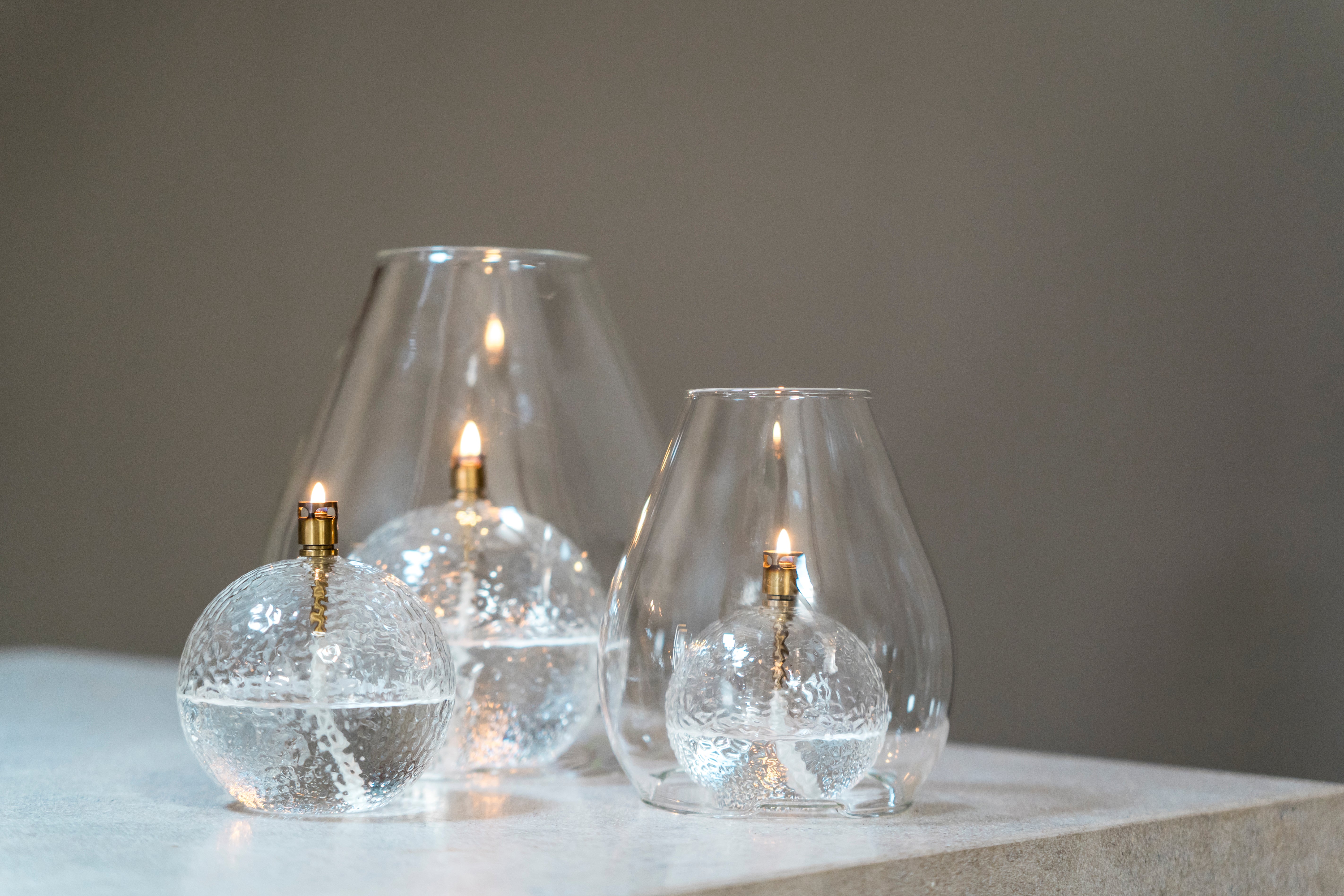 Olielamp | Rond gehamerd Brass