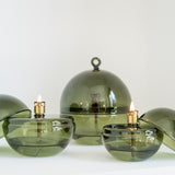 Olielamp | Round cover smoke green brass