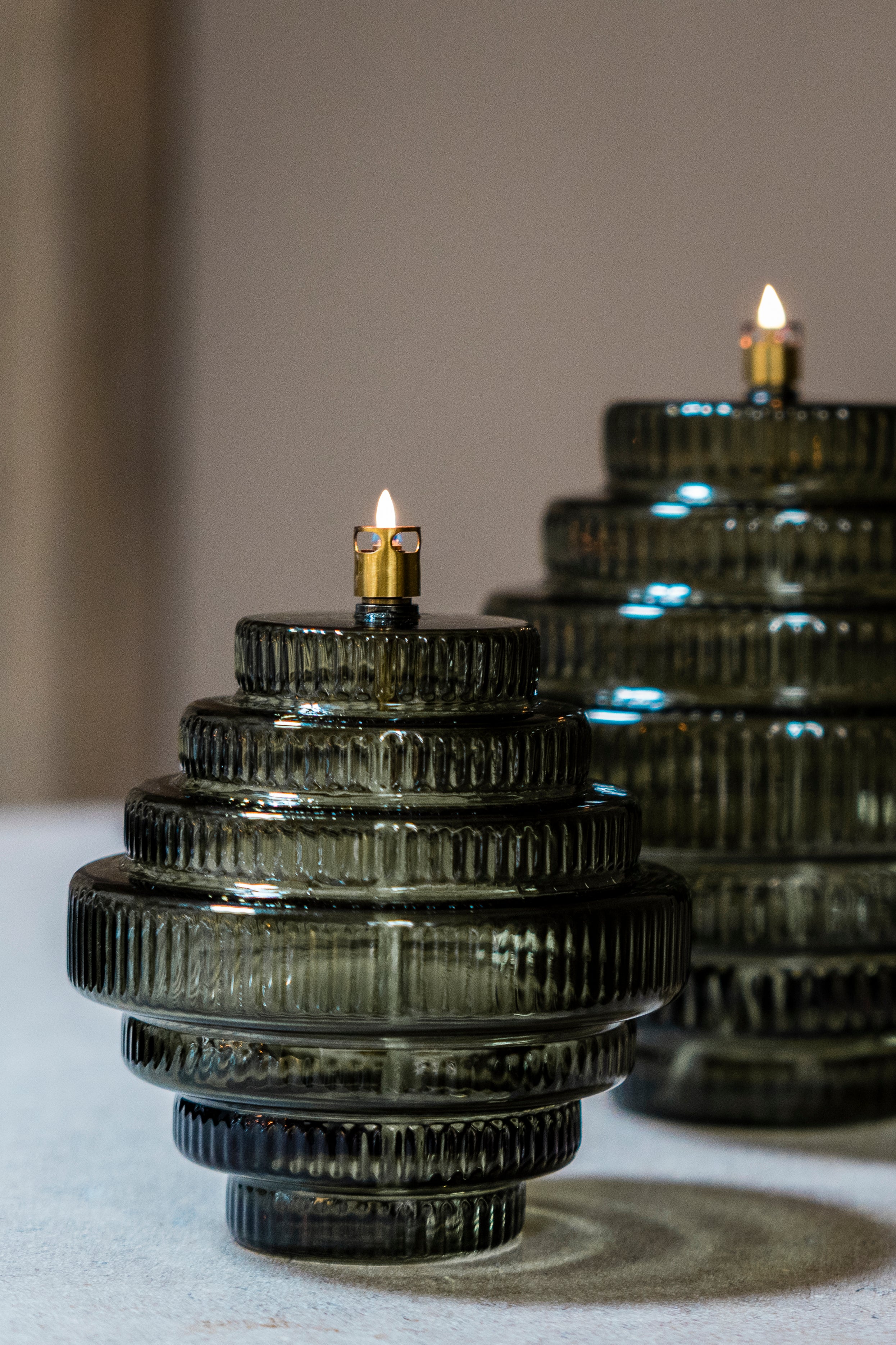 Olielamp | TWIN Smoke Green brass