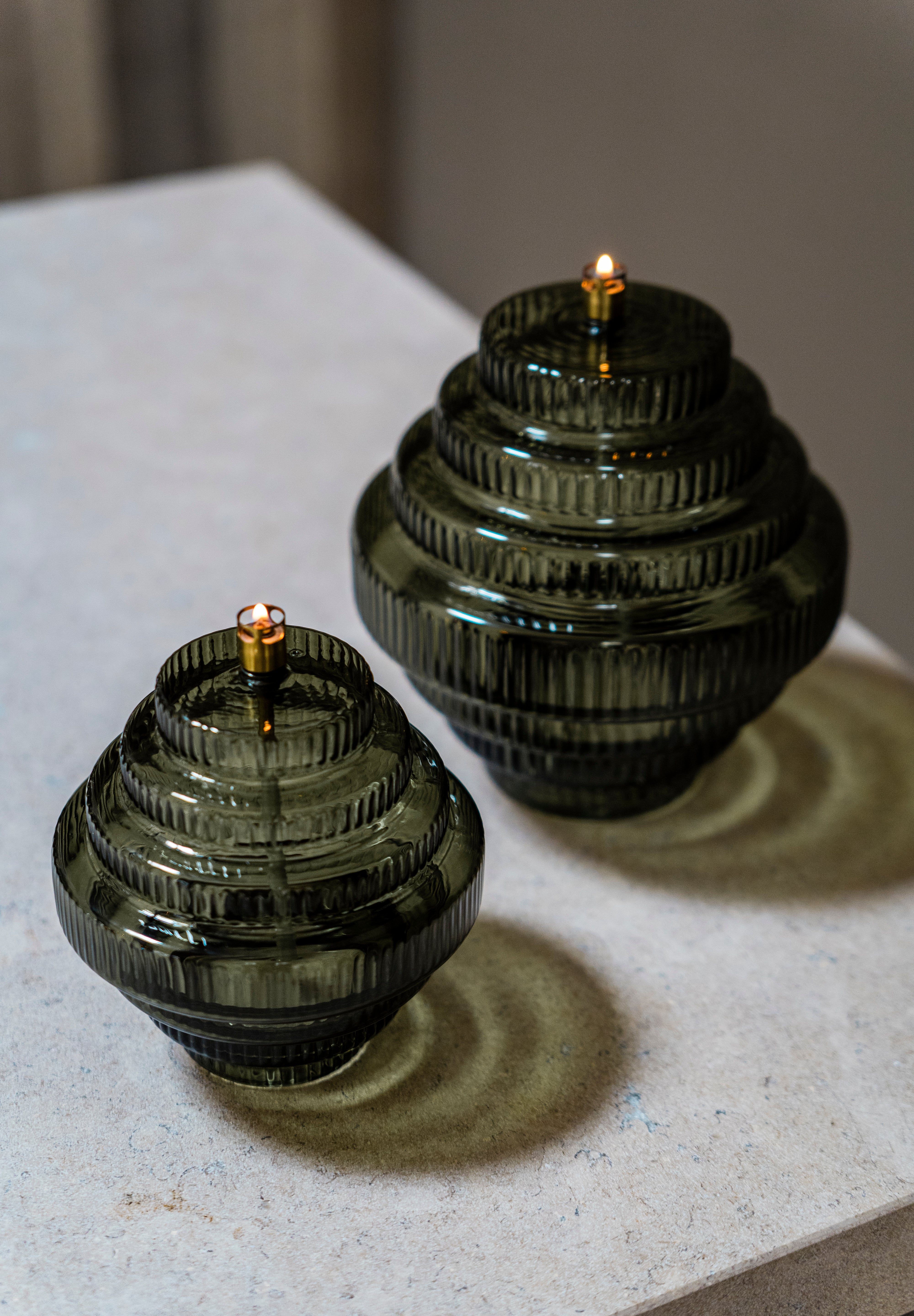 Olielamp | TWIN Smoke Green brass