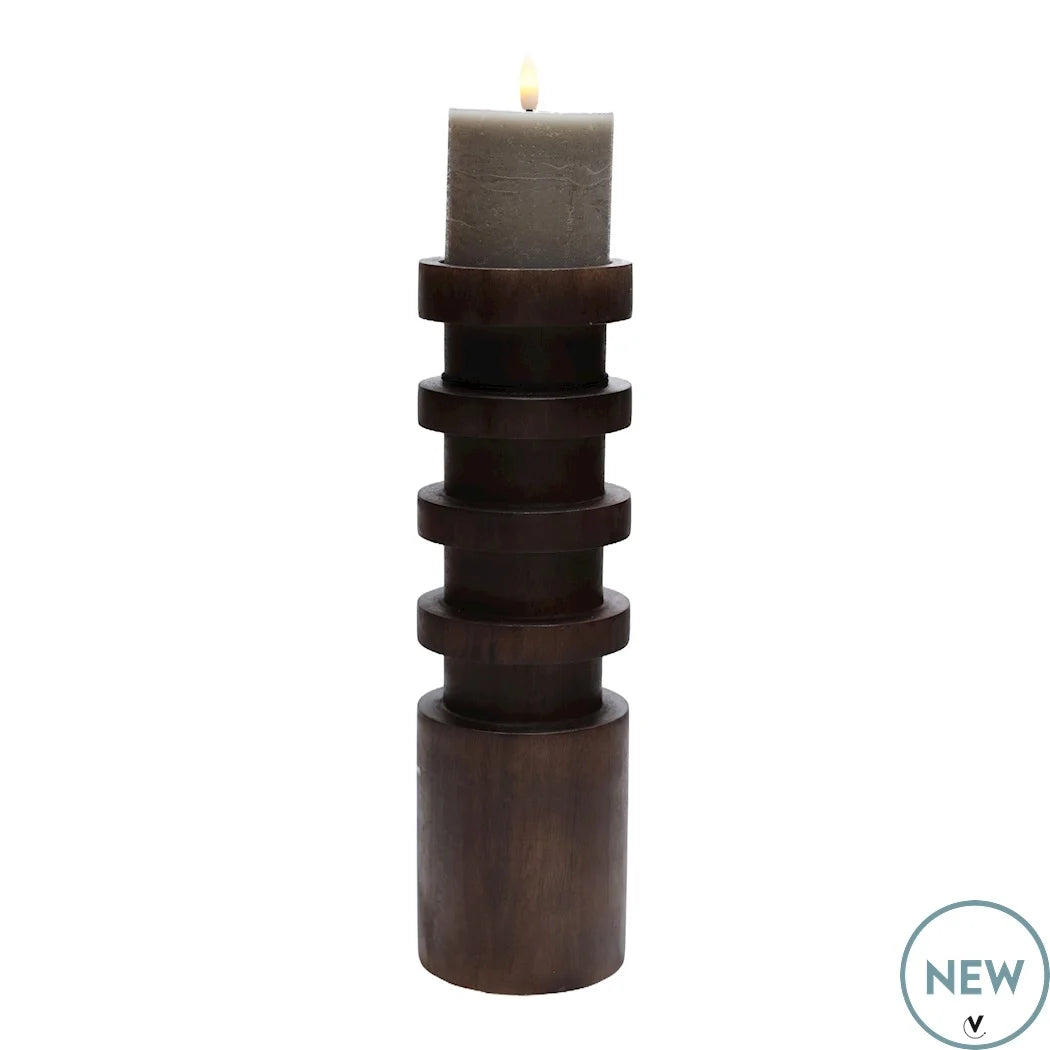Grootte walnoot houten kandelaar