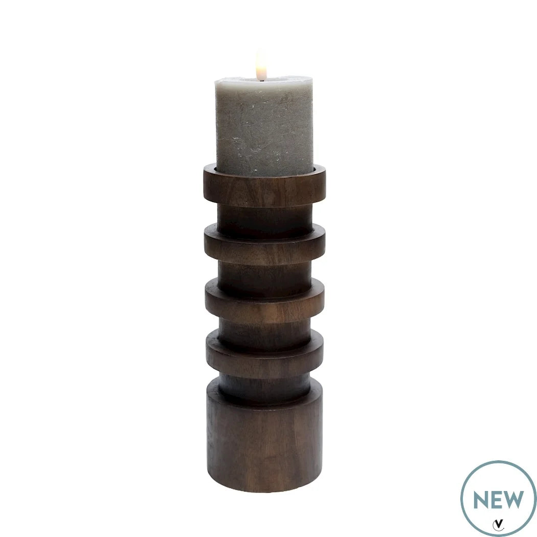 medium walnoot houten kandelaar