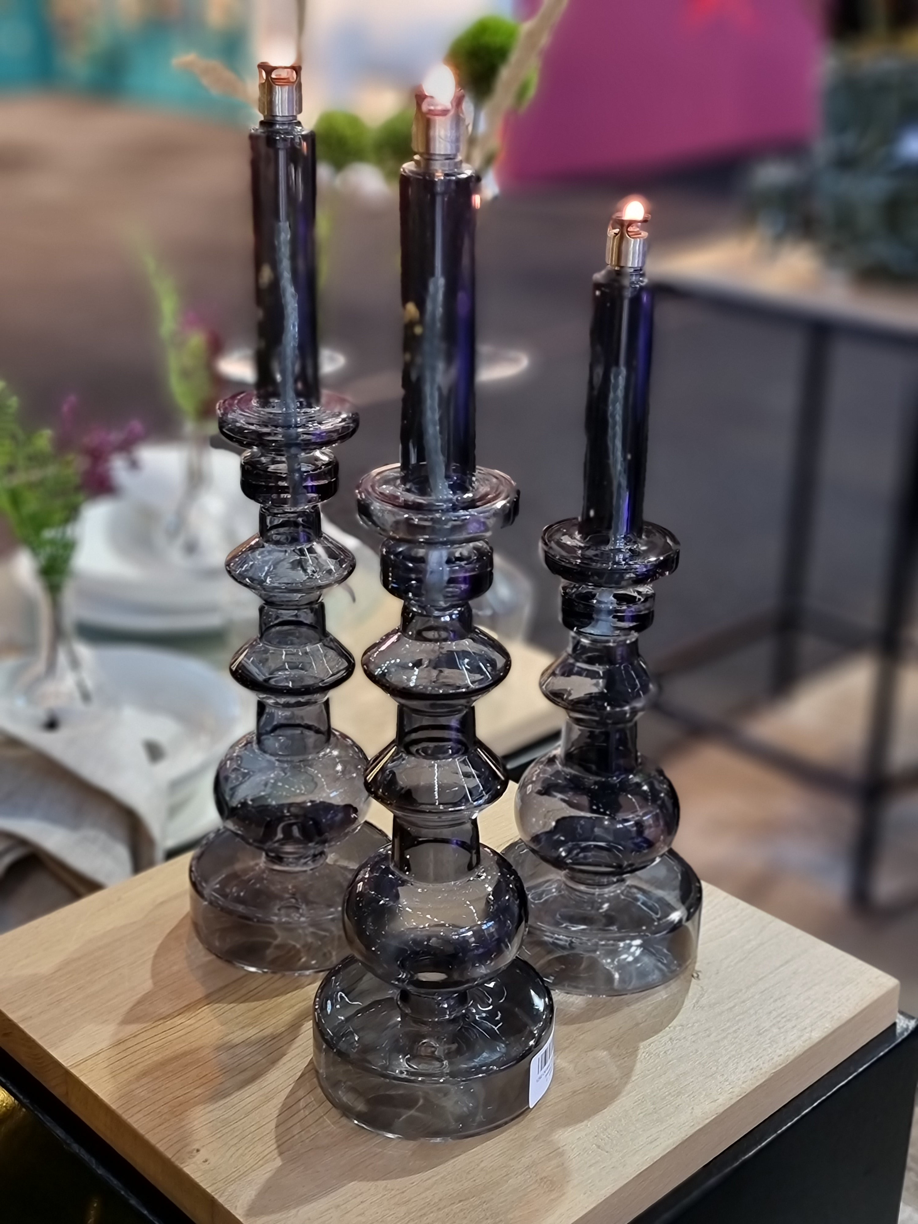 Olielamp | Kandelaar smoke grey