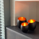 Waxinelichthouders | Hanga Egg copper finish set van 3