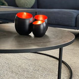 Waxinelichthouders | Hanga Egg copper finish set van 3