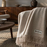 Plaid | BRONZE Luxuriöses Plaid Taupe, Ecru und Terra