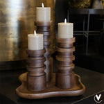 Walnoten houten tray in een organische vorm bruin