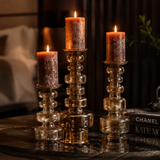 Kandelaar | Glazen kandelaars Oyster -set of 3