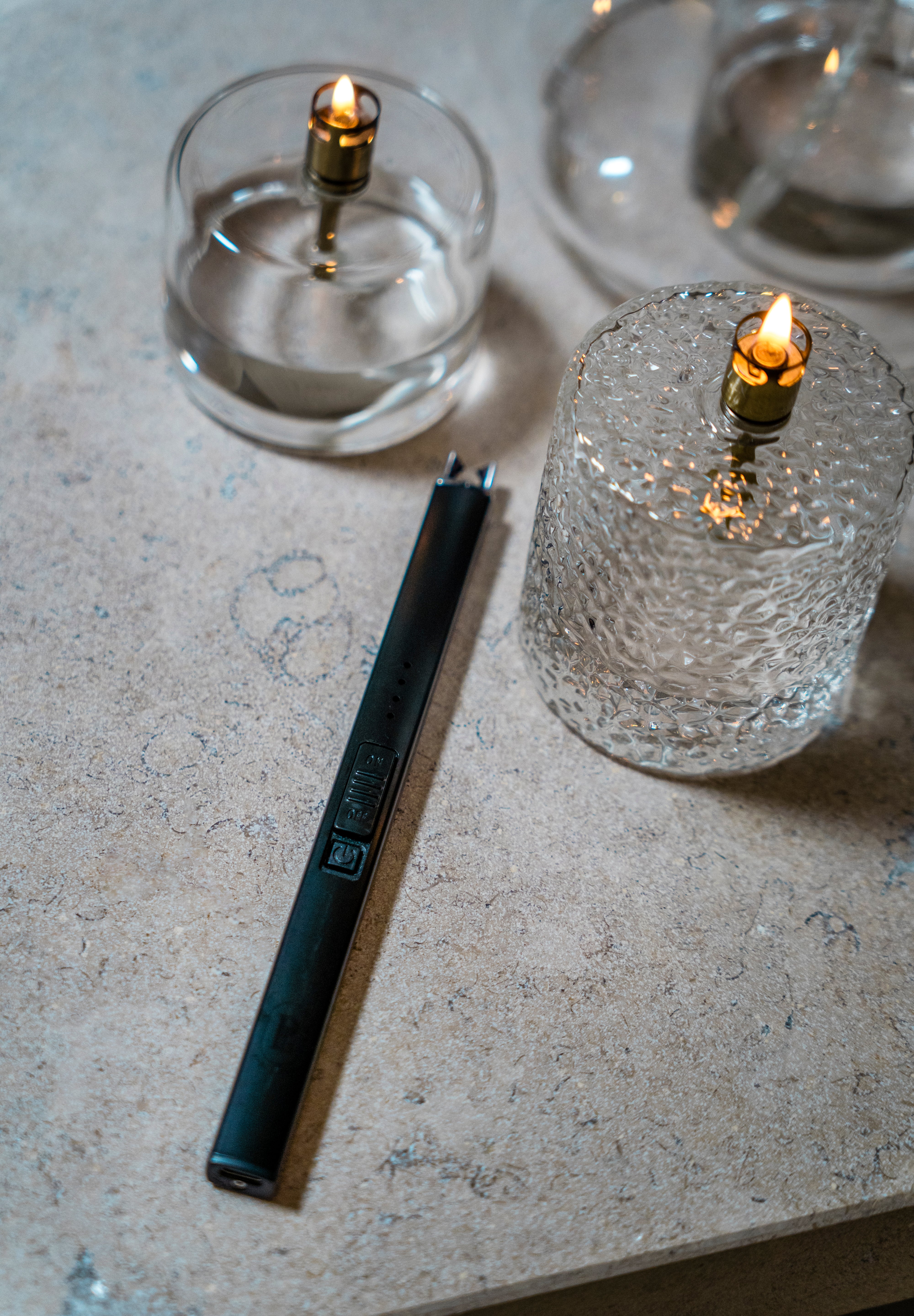 Gehamerde olielampen cylinder-brass