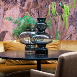 Vase | Large smoke globe vase on stand