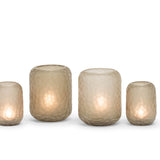 Waxinelichthouder | T-light holder / vase round with cutting – light smoke