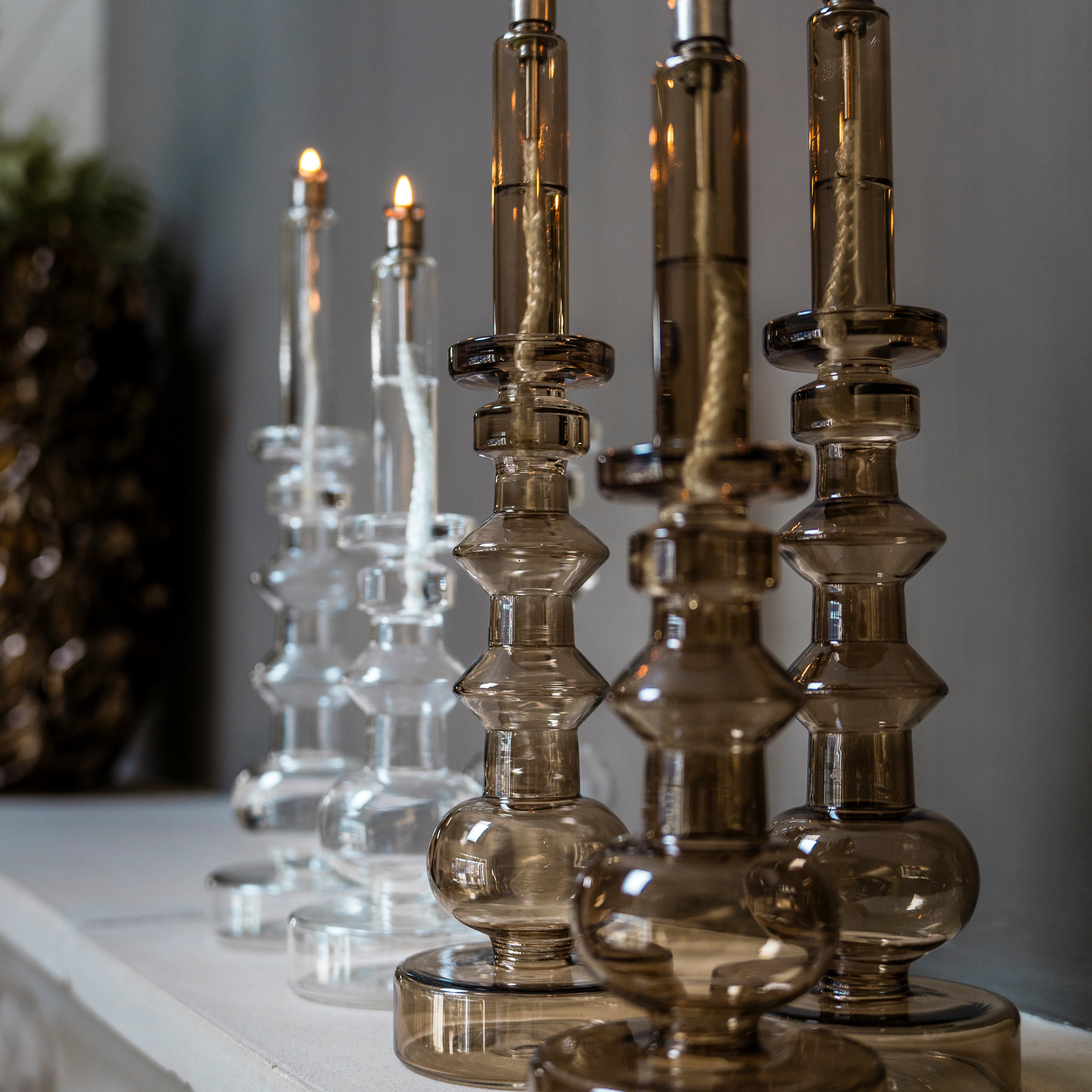 Olielamp | Kandelaar Champagne Beige