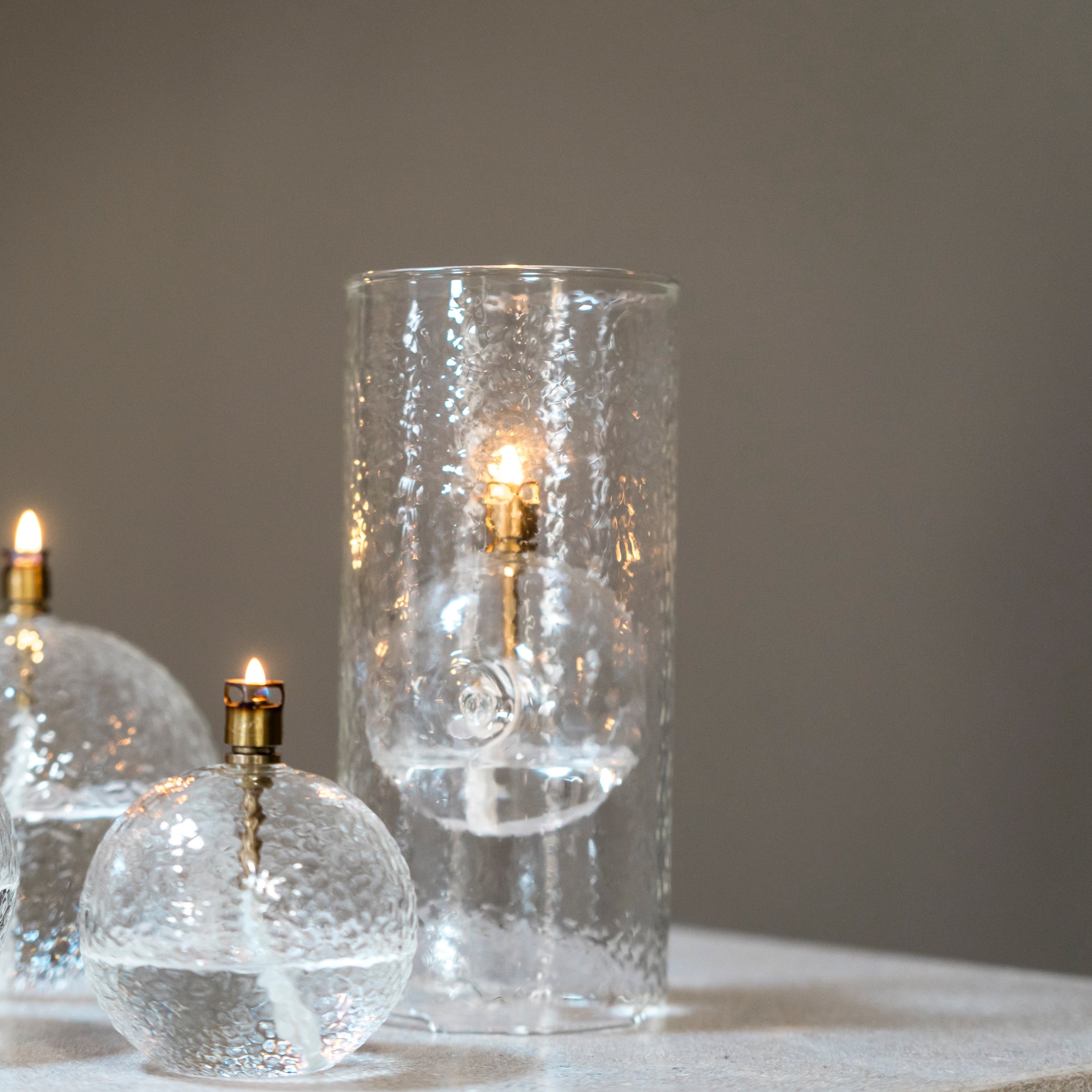 Windlicht | Olielamp in Windlicht (bolvormig gehamerd Brass) S