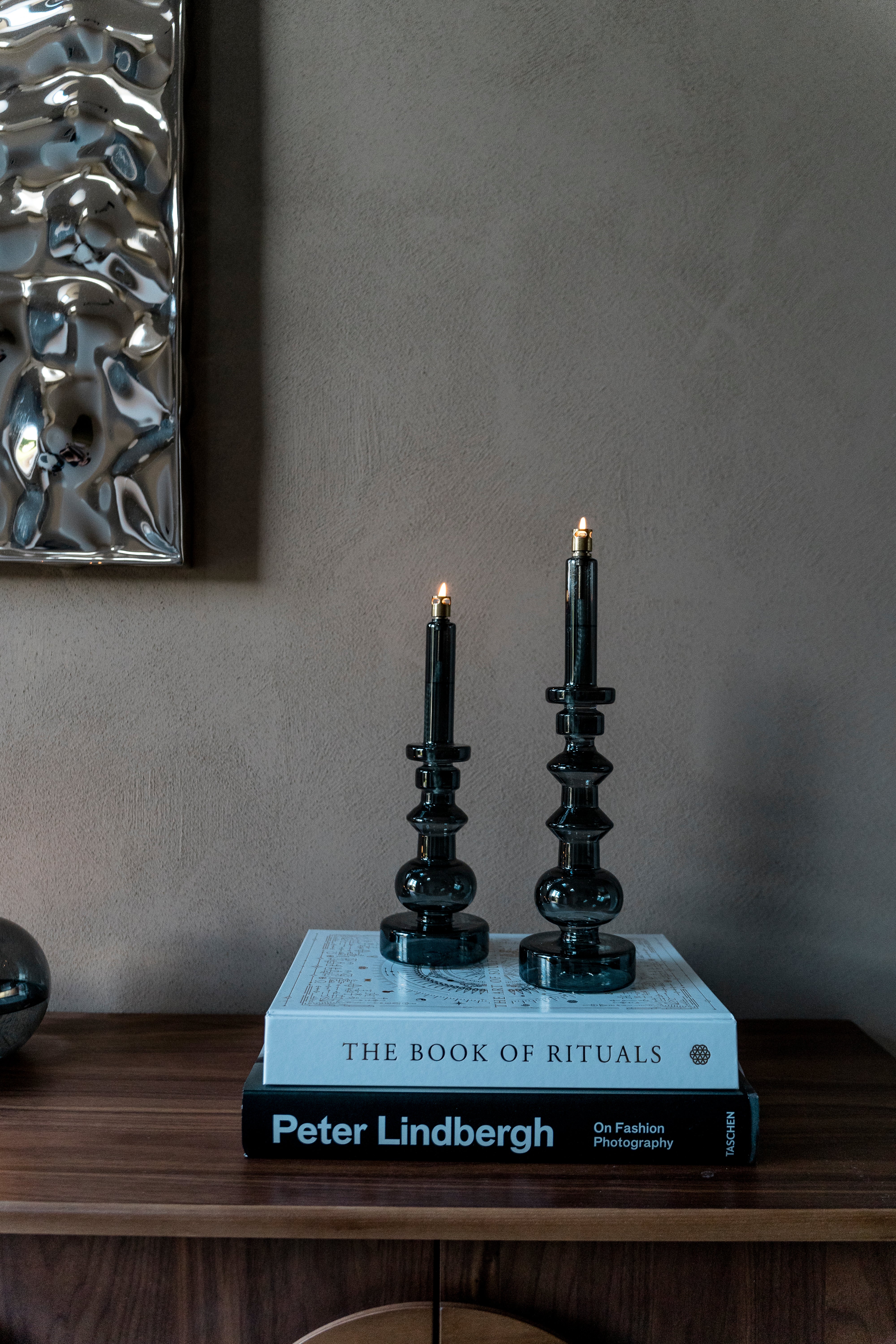Oil lamp | Candlestick smoke grey SET
