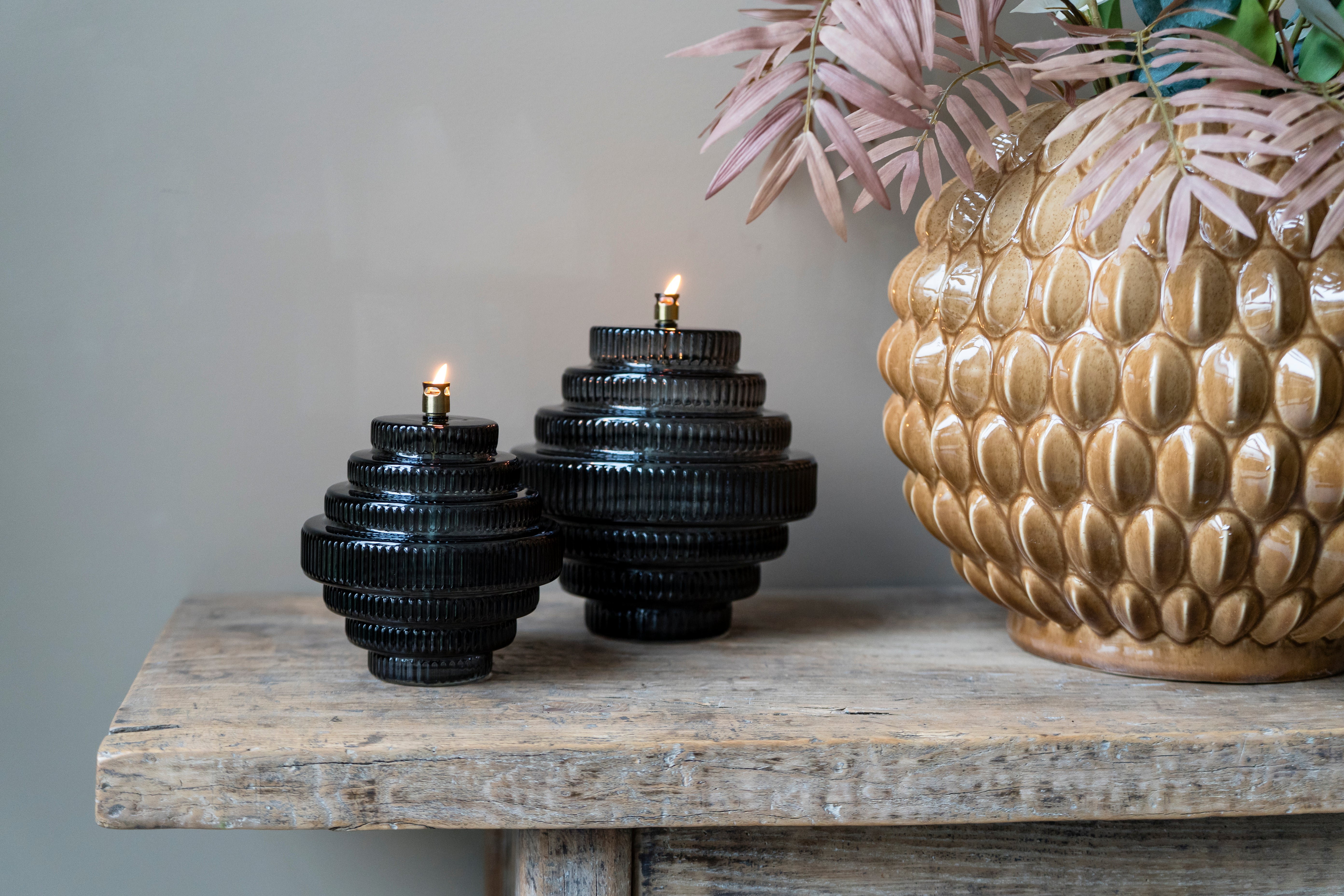 Olielamp |  Twin smoked grey brass