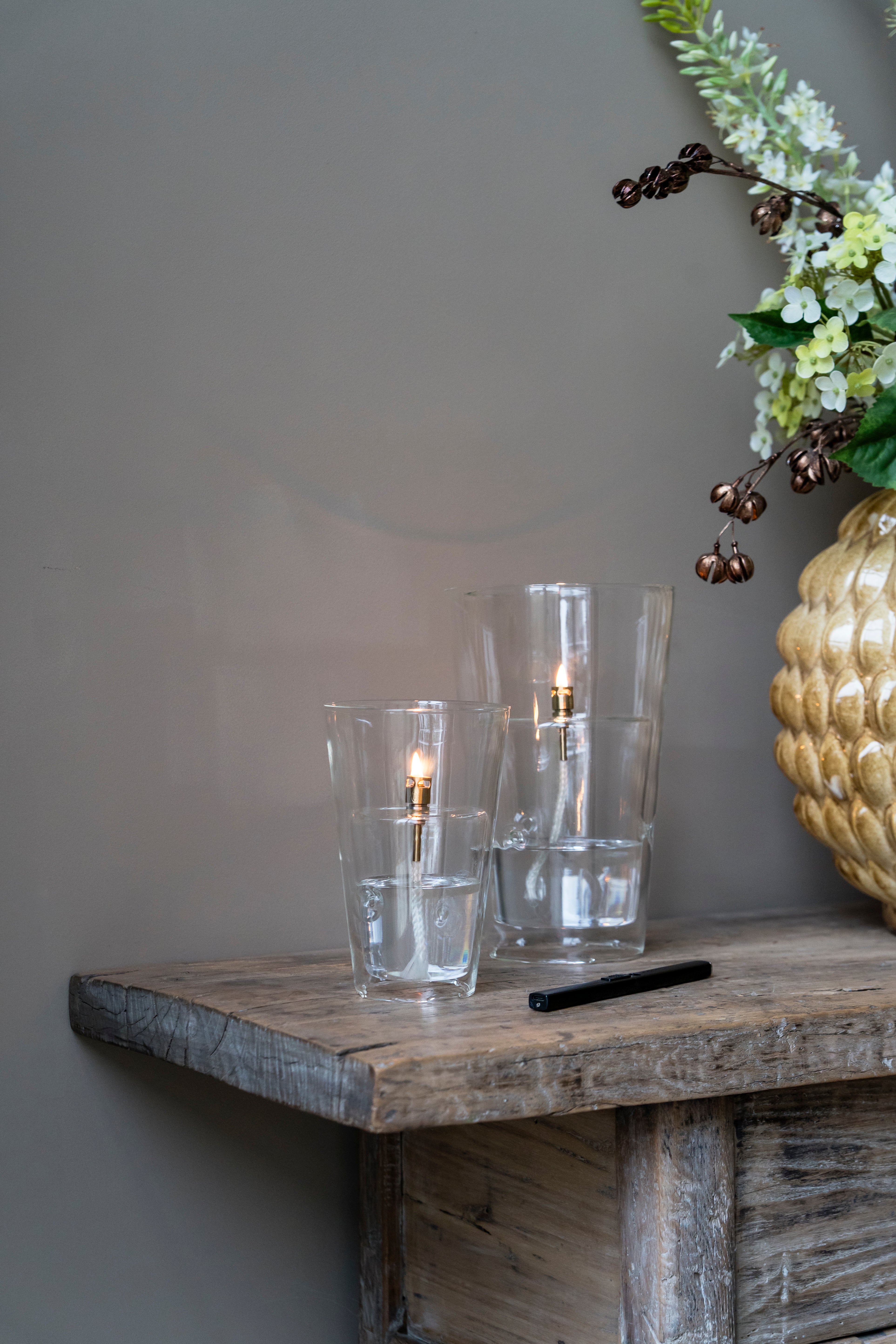 Öllampe | Windschutz Conical klares Messing