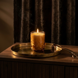 Kerze | Duftkerze Mystique – Handgemachtes Design in Karamell-Blasenglas