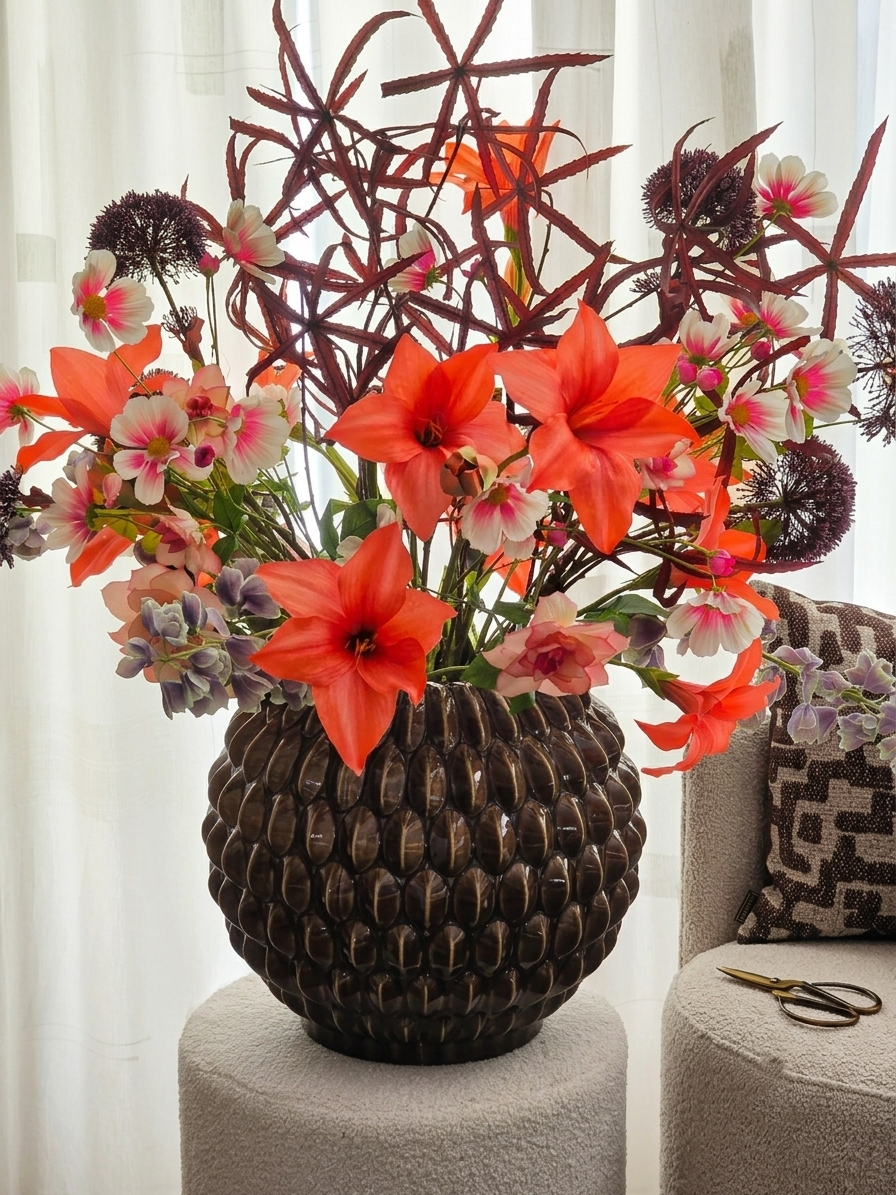 Bloemenarrangement | PURE by JASACO in Bubble Marron vaas- Hotel Stijl