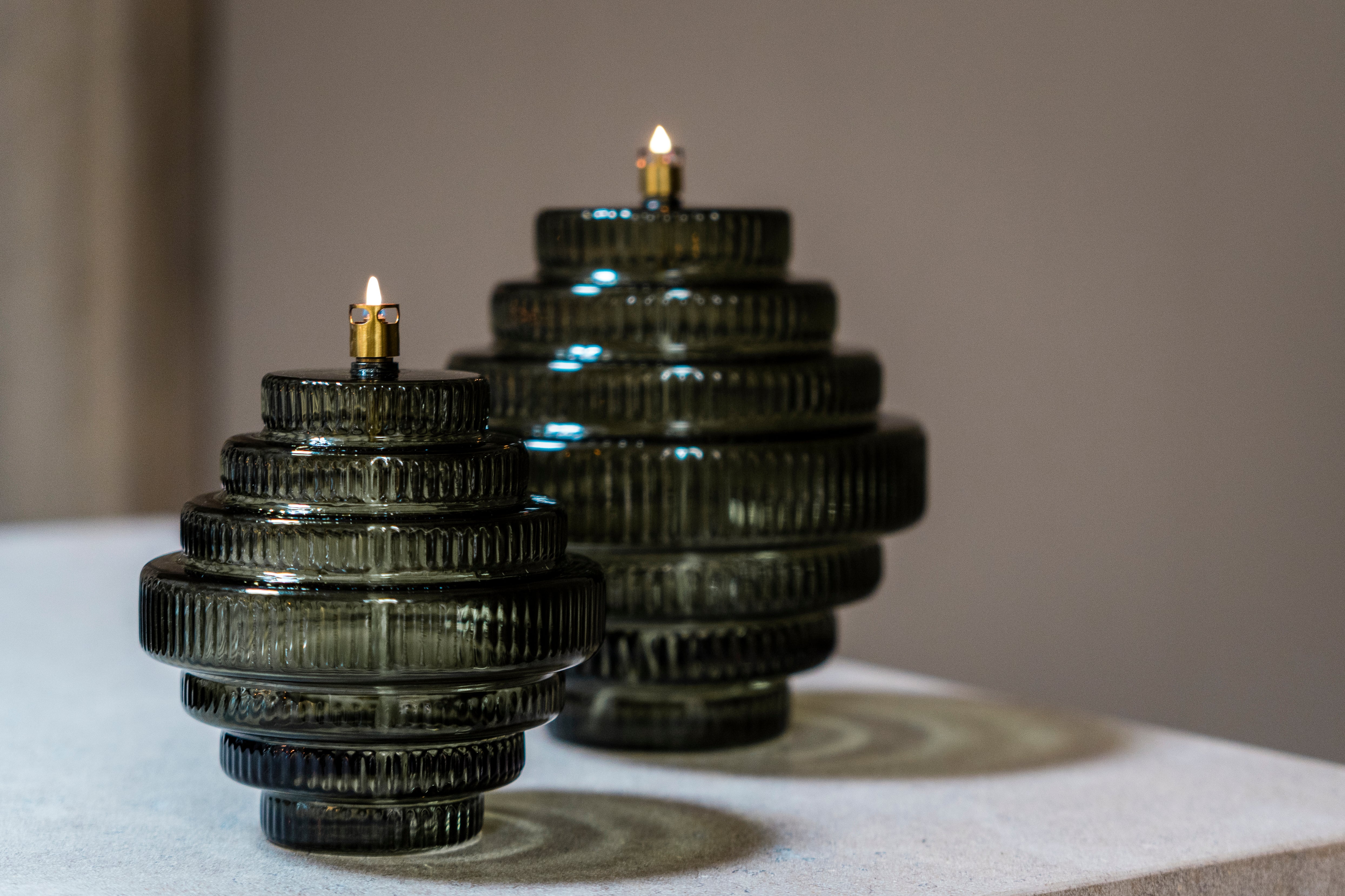 Olielamp | TWIN Smoke Green brass