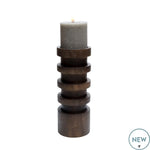 medium walnoot houten kandelaar