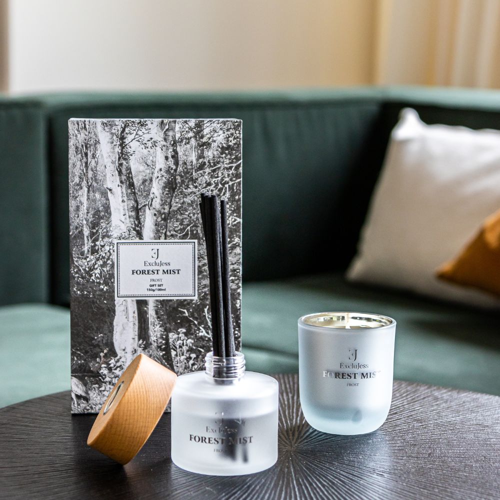Gift set | Forest Mist geurstokjes & geurkaars Frost