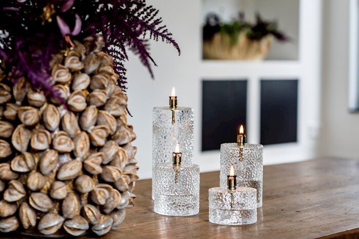 Gehamerde olielampen cylinder-brass