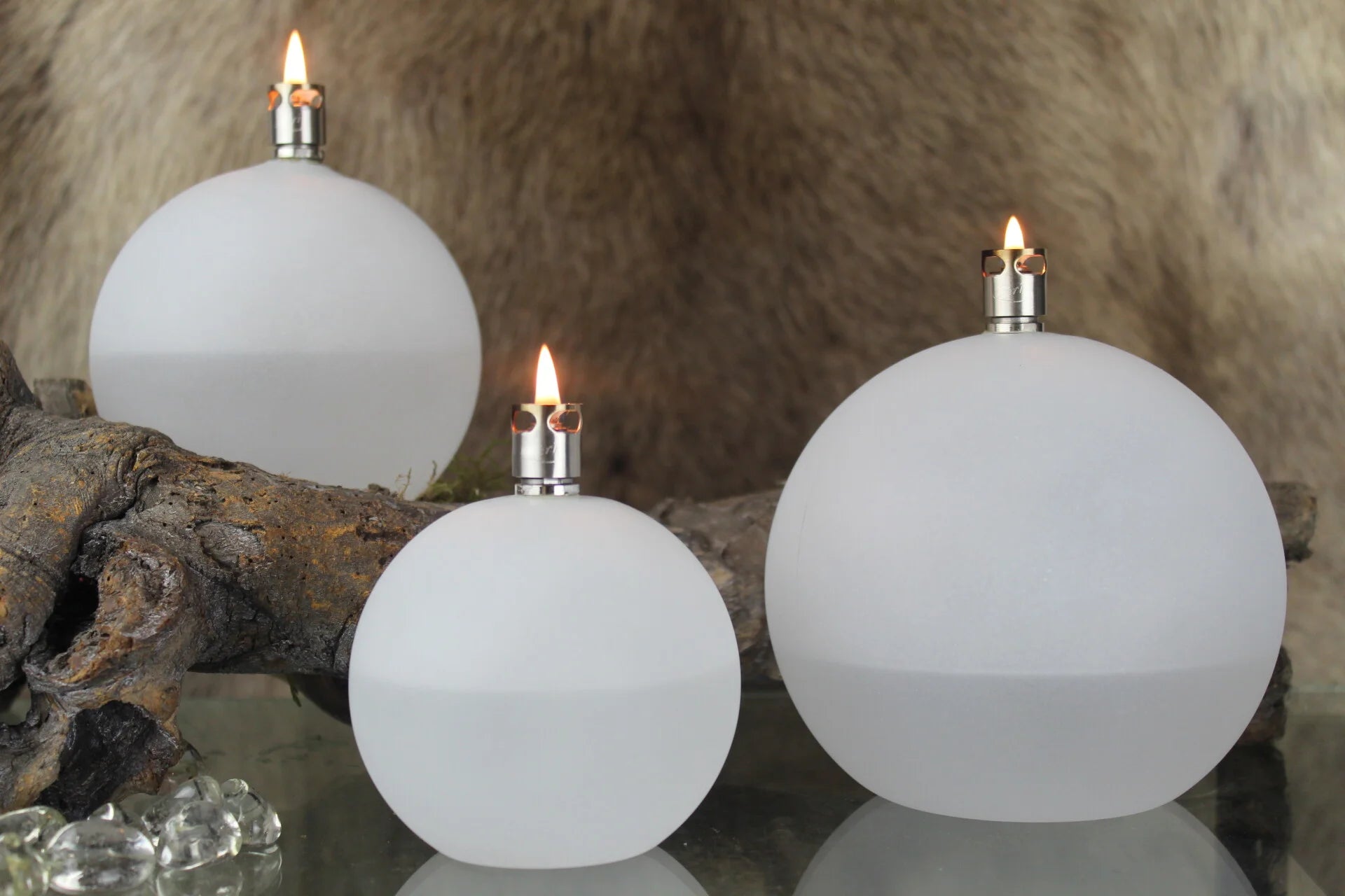 Olielamp | Rond Frosted Chrome