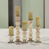 Kandelaar | Glass Candelholder champagne luster