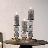 Kandelaar | Glass Candelholder grey luster