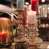 Kandelaar | Glass Candelholder champagne luster