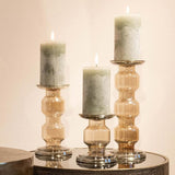 Kandelaar | Glass Candelholder champagne luster