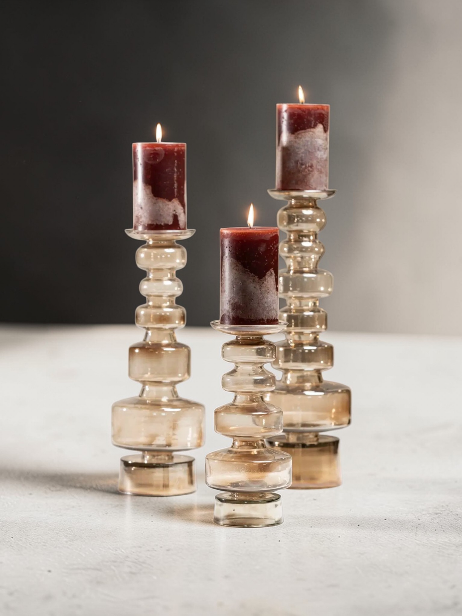 Candle holder | Glass candle holders Oyster - set of 3