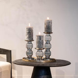 Kandelaar | Glass Candelholder grey luster