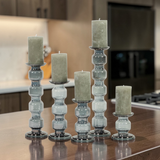 Kandelaar | Glass Candelholder grey luster
