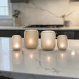 Waxinelichthouder | T-light holder / vase round with cutting – light smoke